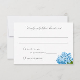 Blue Hydrangea RSVP-Karte für die Hochzeitsfeier RSVP Karte