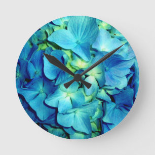 Blue Hydrangea Runde Wanduhr