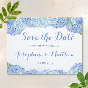 Blue Hydrangea Save the Date Ankündigungspostkarte