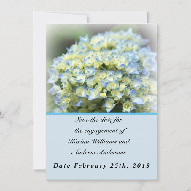 Blue Hydrangea Save the Date-Karte Date (Vorderseite)