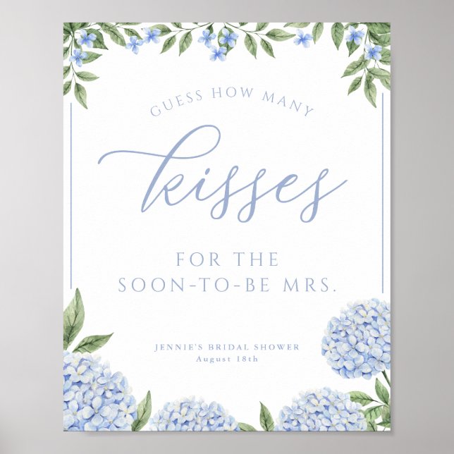 Blue Hydrangea schätzt wie viele Kisses Duschenspi Poster (Vorne)