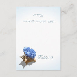Blue Hydrangea Seashell Platzkarte