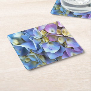 Blue Hydrangea Shrub Artistic Bossom Rechteckiger Pappuntersetzer