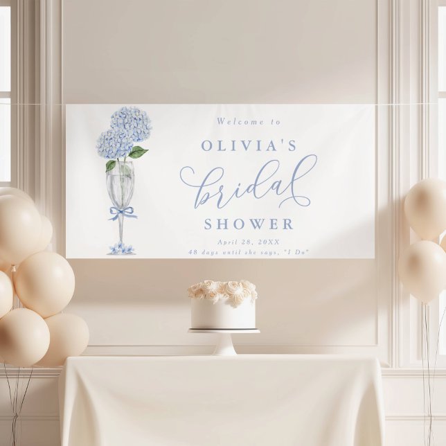  Blue Hydrangea & Silver Champagne Welcome Banner (Von Creator hochgeladen)