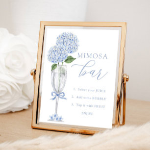 Blue Hydrangea, Silver Mimosa Bar Dusche Poster