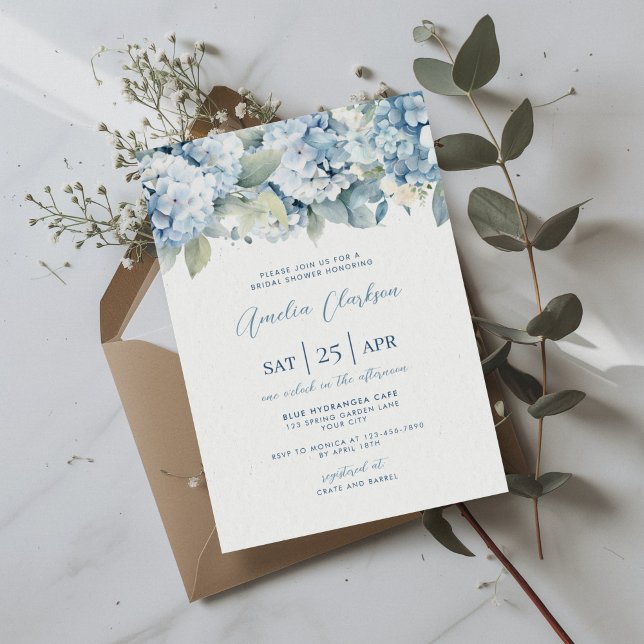 Blue Hydrangea Something Blue Bridal Shower Invite Einladung (Von Creator hochgeladen)
