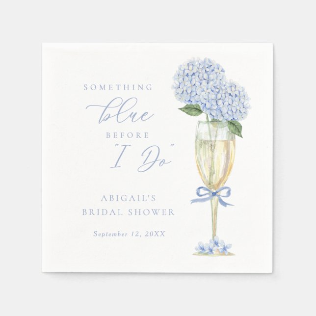 Blue Hydrangea Something Blue Personalized Serviette (Vorderseite)