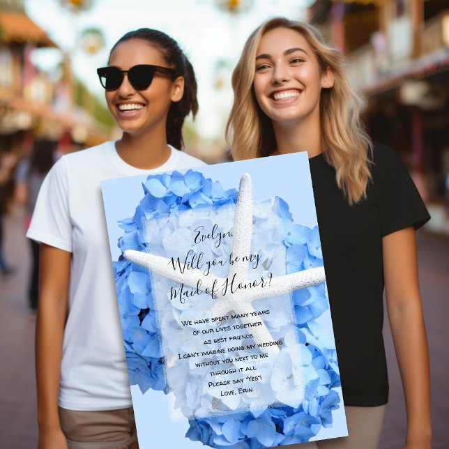 Blue Hydrangea Starfish ist meine Bridesmaid-Karte (Von Creator hochgeladen)