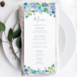Blue Hydrangea Summer Floral Wedding Menus Menükarte<br><div class="desc">Blue Hydrangea Summer Floral Wedding Menus</div>