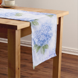 Blue Hydrangea Table Runner | Coastal Hamptons Kurzer Tischläufer