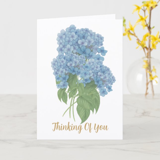 Blue Hydrangea Thinking of You Card Karte (Gelbe Blume)