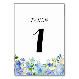 Blue Hydrangea Tischnummer Card - Tabelle 1