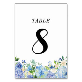 Blue Hydrangea Tischnummer Card - Tabelle acht
