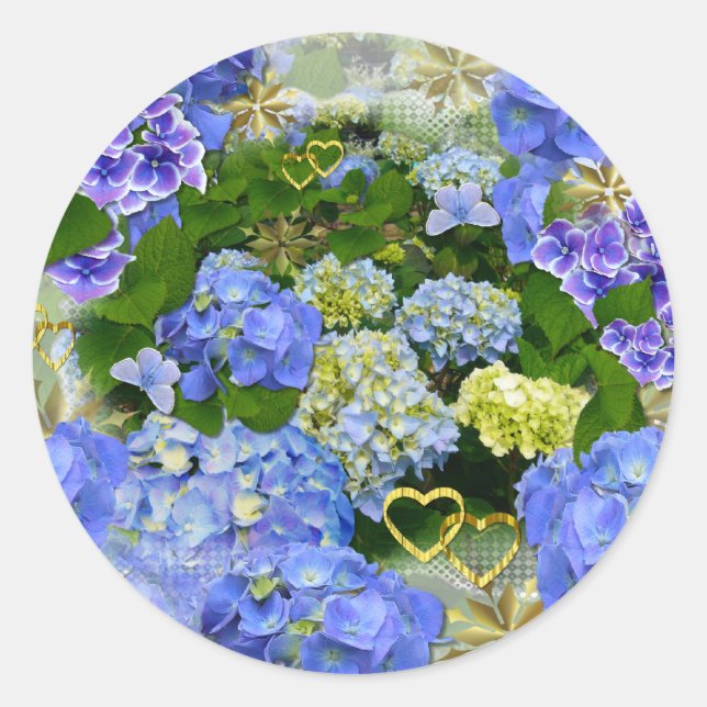 BLUE HYDRANGEA ~ Umschlagsiegeler/Aufkleber Runder Aufkleber (Vorderseite)