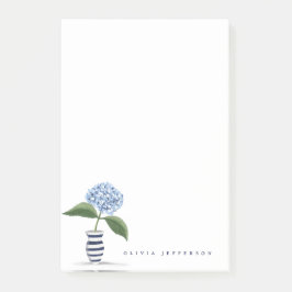 Blue Hydrangea und Personalisierte Striping Vase Post-it Klebezettel
