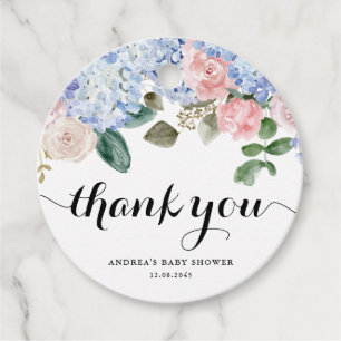 Blue Hydrangea und Pink Rose Baby Dusche Vielen Da Geschenkanhänger