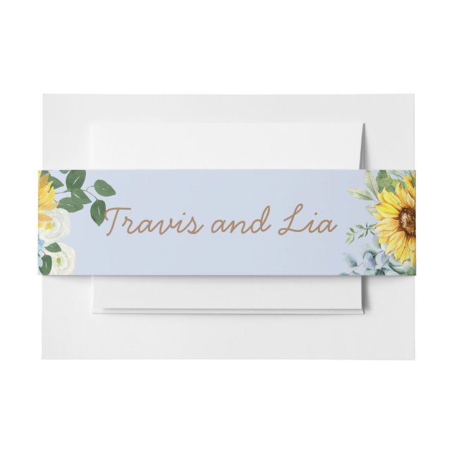 Blue Hydrangea und Sonnenblumen Einladungsbanderole (Vorderseite Beispiel)