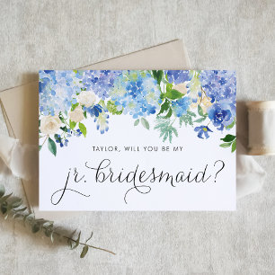 Blue Hydrangea und White Rose Junior Bridesmaid Einladung