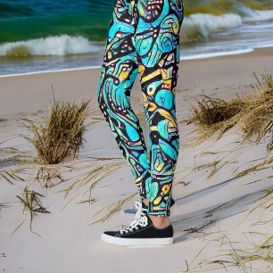 Blue Hydrangea Urban Art Pattern Leggings