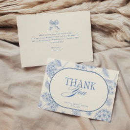Blue Hydrangea Vintage Bridal Shower Thank You Dankeskarte