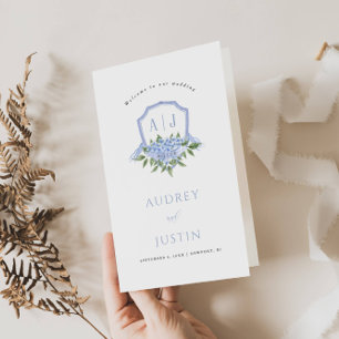 Blue Hydrangea Wappen Paper Booklet Wedding Progra Flyer