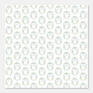 Blue Hydrangea Wappen Wedding Monogram Vintag Tapete
