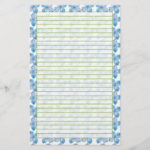 Blue Hydrangea Wasserfarbe Blume Lined Briefpapier