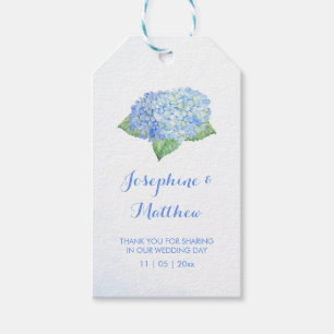 Blue Hydrangea Wasserfarbe Gastgeschenk Hochzeit Geschenkanhänger