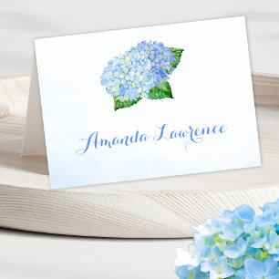 Blue Hydrangea Wasserfarbe Personalisierte Platzka Tischnummer