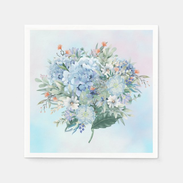 Blue Hydrangea Wasserfarbpapier Napkin Serviette (Vorderseite)