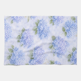 Blue Hydrangea Watercolor Coastal Kitchen Towel Geschirrtuch