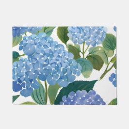 Blue Hydrangea Watercolor Floral Coastal Fußmatte