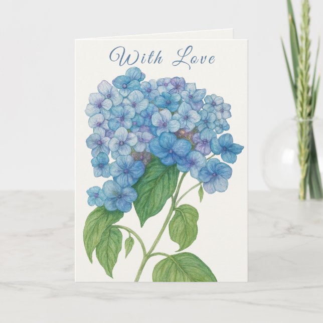 Blue Hydrangea Watercolor Floral Greeting Card  Karte (Vorderseite)