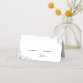 Blue Hydrangea Watercolor Floral Place Card Platzkarte
