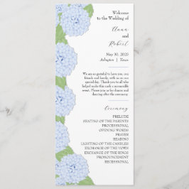 Blue Hydrangea Watercolor Hochzeitsprogramm Programm