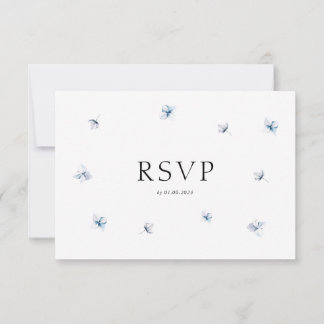 Blue Hydrangea Watercolor RSVP Card mit Umschlag