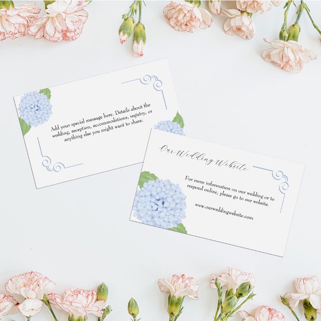 Blue Hydrangea Watercolor Wedding Msg Begleitkarte (Von Creator hochgeladen)