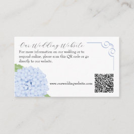 Blue Hydrangea Watercolor Wedding QR Code Begleitkarte