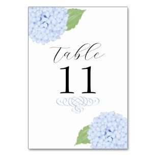 Blue Hydrangea Watercolor Wedding Tischnummer