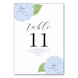 Blue Hydrangea Watercolor Wedding Tischnummer