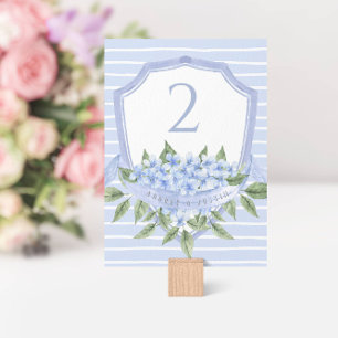Blue Hydrangea Watercolor Wedding Wappen Tischnummer