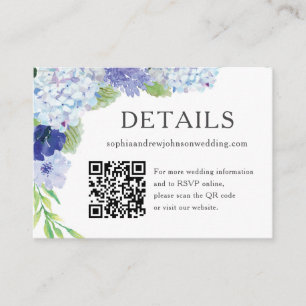 Blue Hydrangea Wedding Details Card Visitenkarte