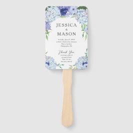 Blue Hydrangea Wedding Fan Programm Fächer