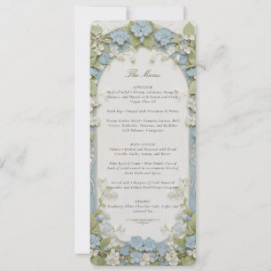 Blue Hydrangea Wedding Menu Card Einladung
