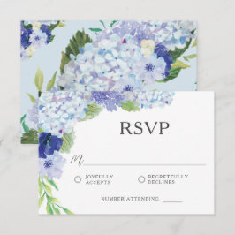 Blue Hydrangea Wedding RSVP Card Save The Date
