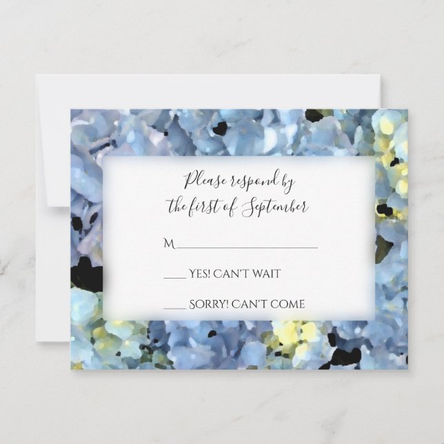 Blue Hydrangea Wedding RSVP Response Card Karte (Vorderseite)