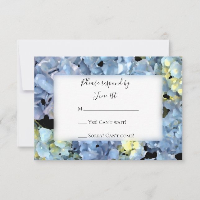 Blue Hydrangea Wedding RSVP Response Card Karte (Vorderseite)