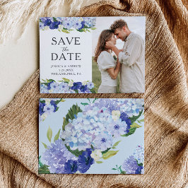 Blue Hydrangea Wedding Save the Date Card