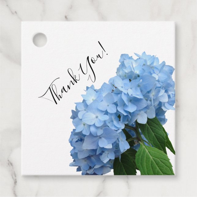 Blue Hydrangea Wedding Vielen Dank Krawatte auf Ta Geschenkanhänger (Vorderseite)