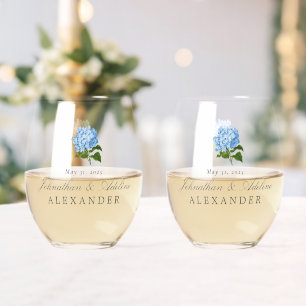 Blue Hydrangea Wedding Weinglas Ohne Stiel